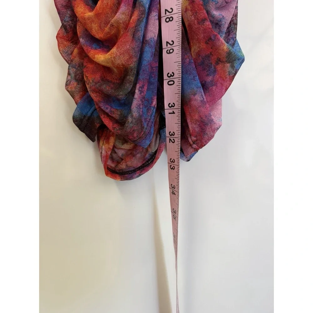 dynamic aesthetic Enchanting‎ Watercolor Ruched Cut-Out Mini Dress L